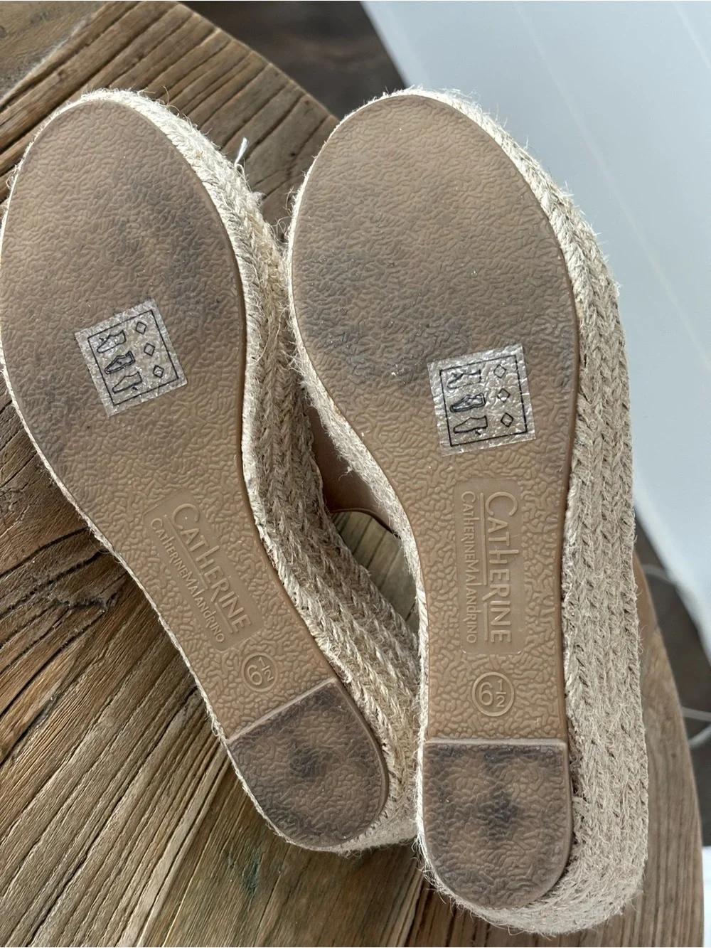 Catherine Malandrino Tan Platform Peep-Toe Espadrille Sandals Size 6.5